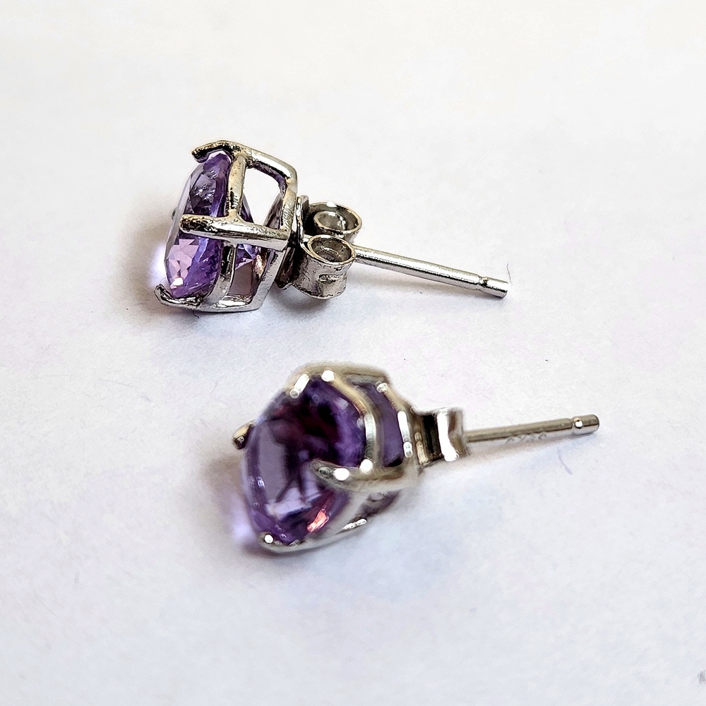 VTG 8x6mm 3cts Glowing Tanzanite Indigo 8x6mm 925 Stud Earrings, Our Last Pair - Picture 12 of 15